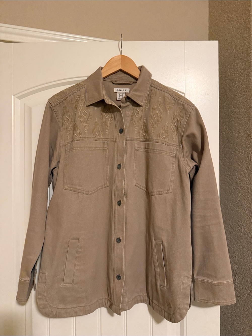 Ariat Taupe Embroidered Utility Shacket